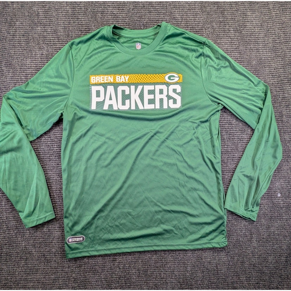 Green Bay Packers Shirt Mens Large Green New Era NFL Football Sports Performance